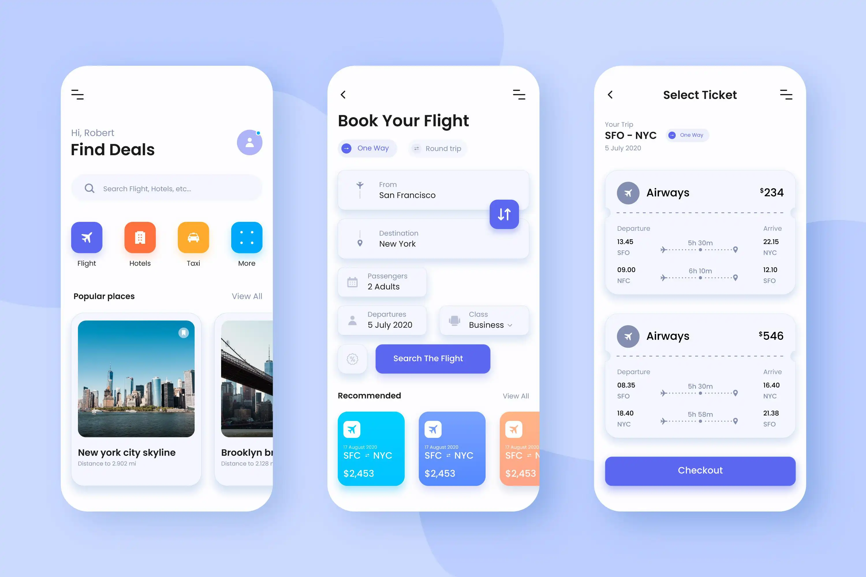 Mobile app interface using UX-Central components